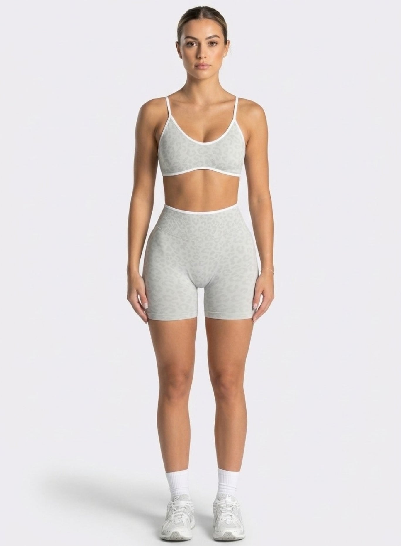 Athletica™ Leopard Sports Bra – Silver Gray
