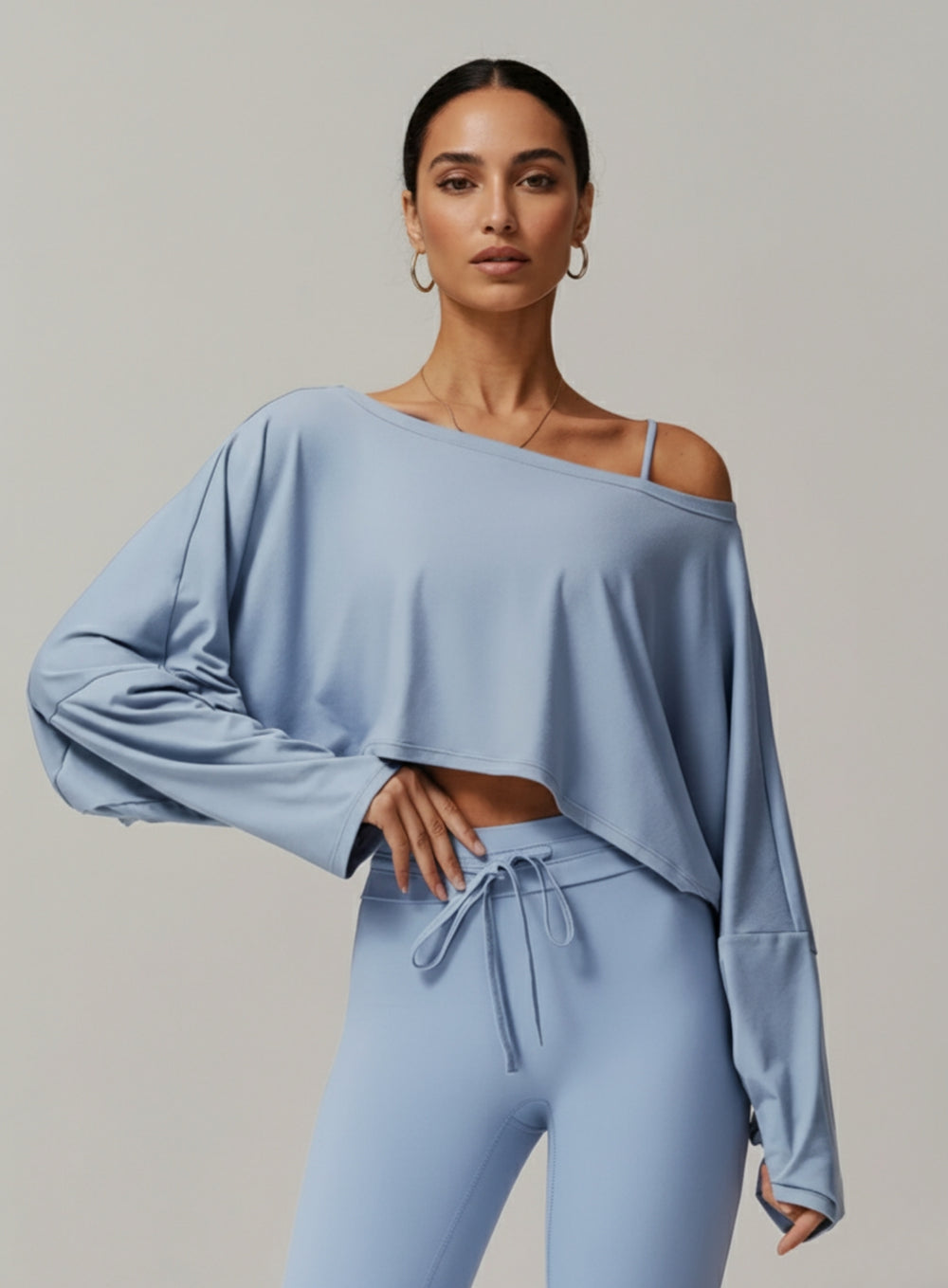 Batwing Long Sleeve Top - Gray Blue - VECTOR SPORTSWEAR