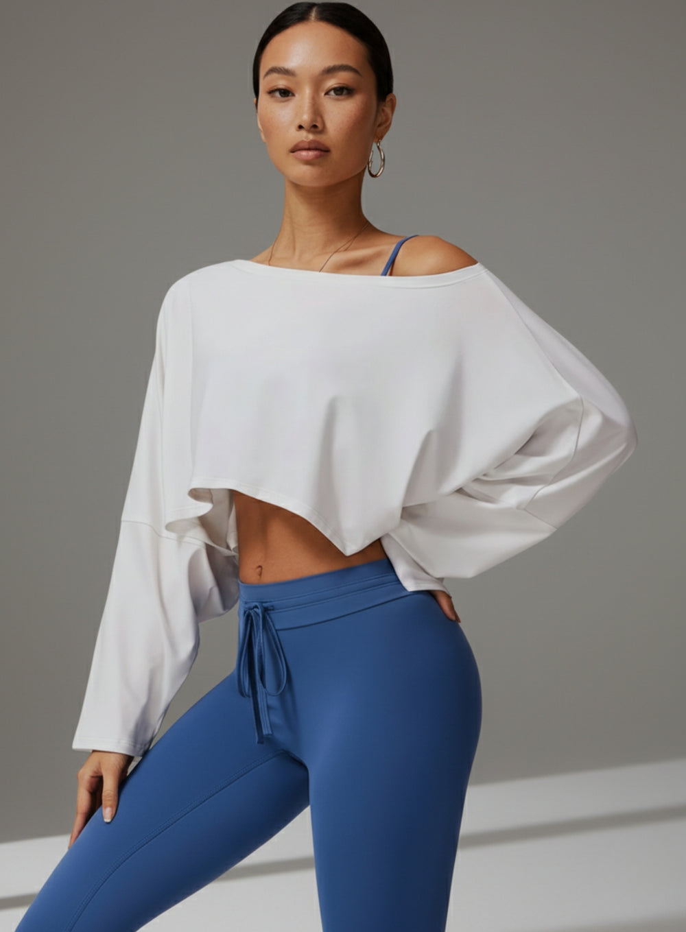 Batwing Long Sleeve Top - White - VECTOR SPORTSWEAR