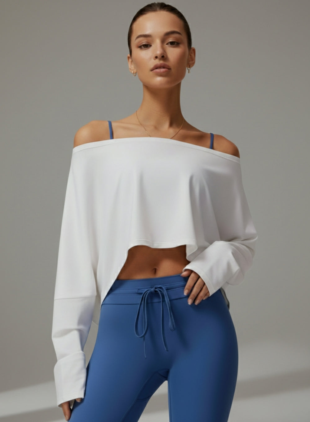 Batwing Long Sleeve Top - White - VECTOR SPORTSWEAR