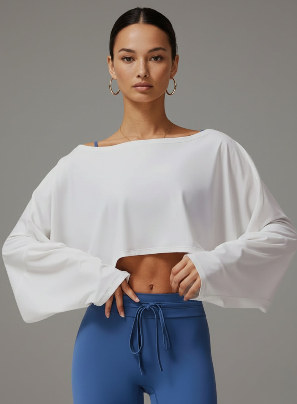 Batwing Long Sleeve Top - White - VECTOR SPORTSWEAR