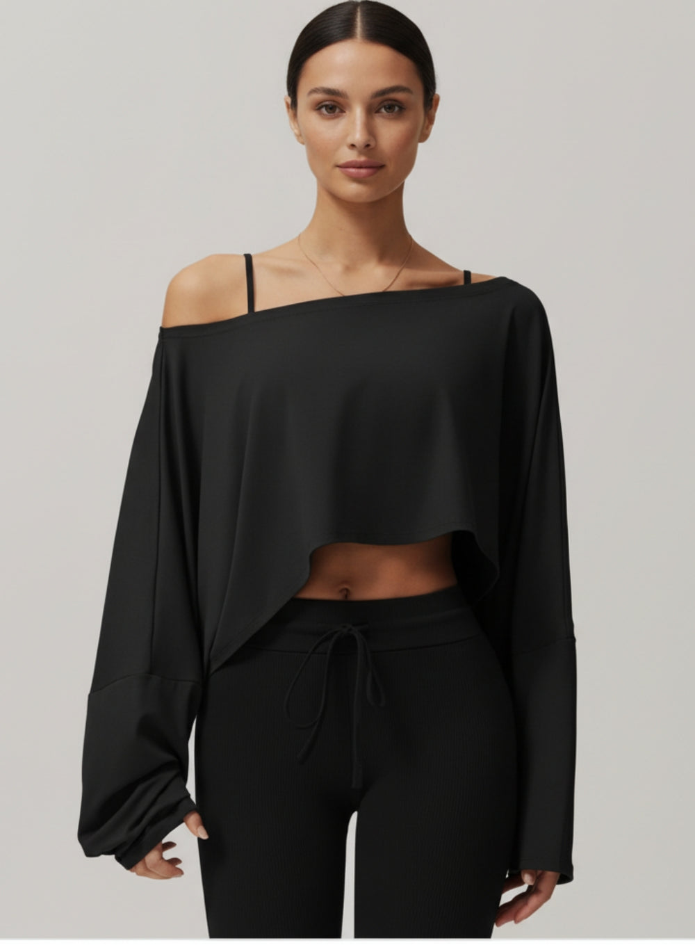 Batwing Long Sleeve Top - Black - VECTOR SPORTSWEAR