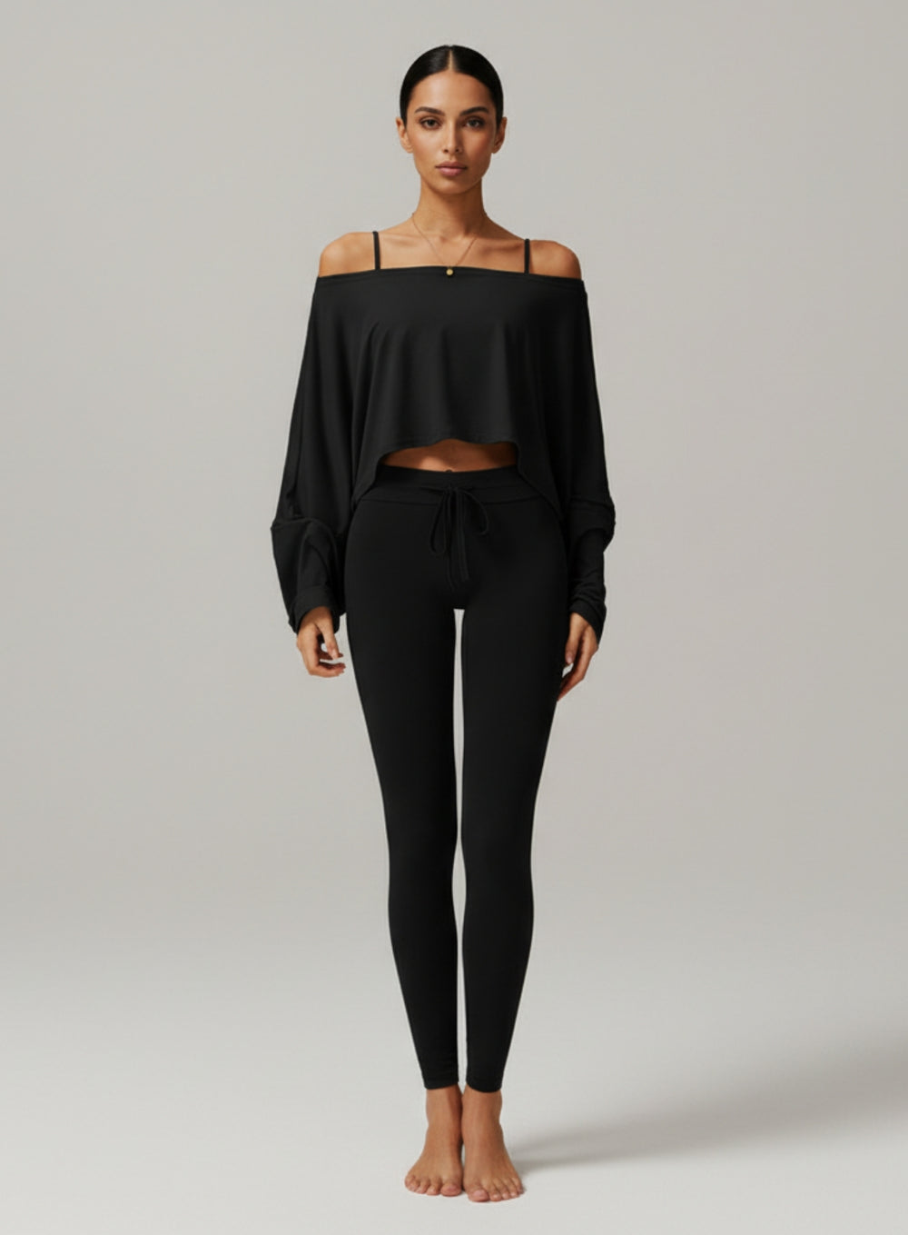 Batwing Long Sleeve Top - Black - VECTOR SPORTSWEAR