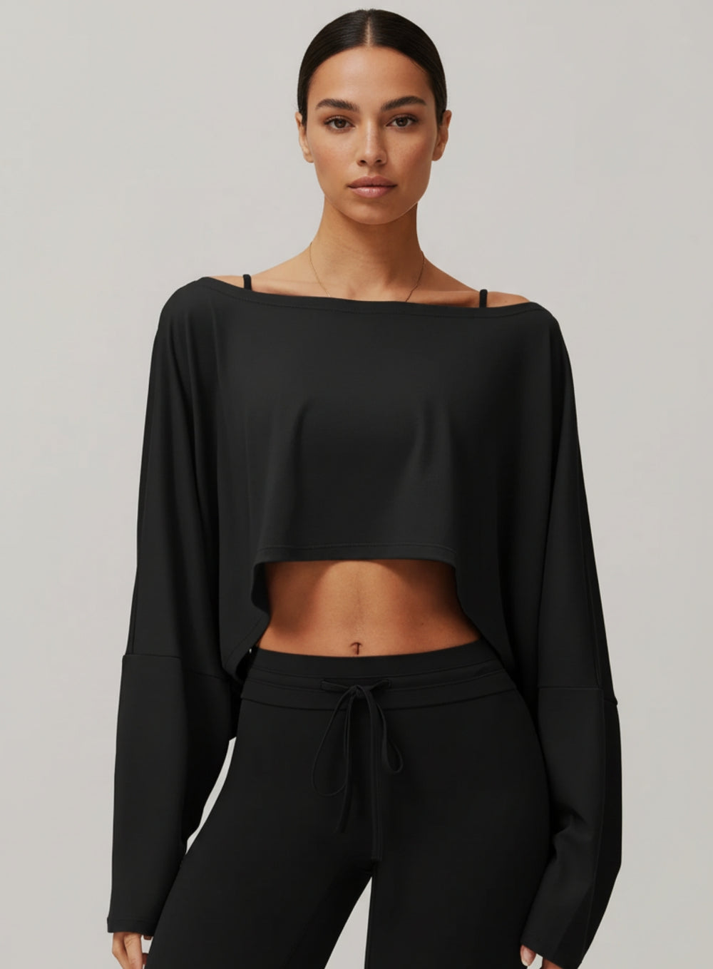 Batwing Long Sleeve Top - Black - VECTOR SPORTSWEAR