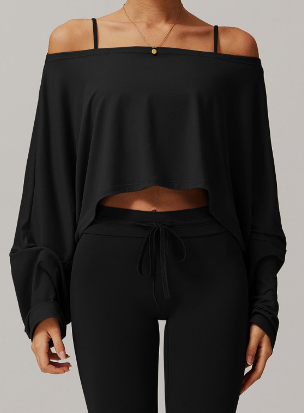 Batwing Long Sleeve Top - Black - VECTOR SPORTSWEAR