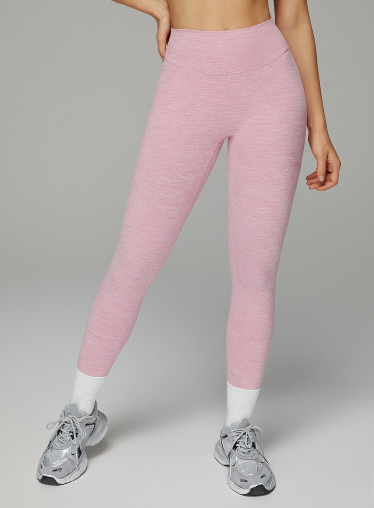 Athletic model in seamless brushed high-waist sculpt leggings, peach-lift and sweat-wicking | Vectorsportswear