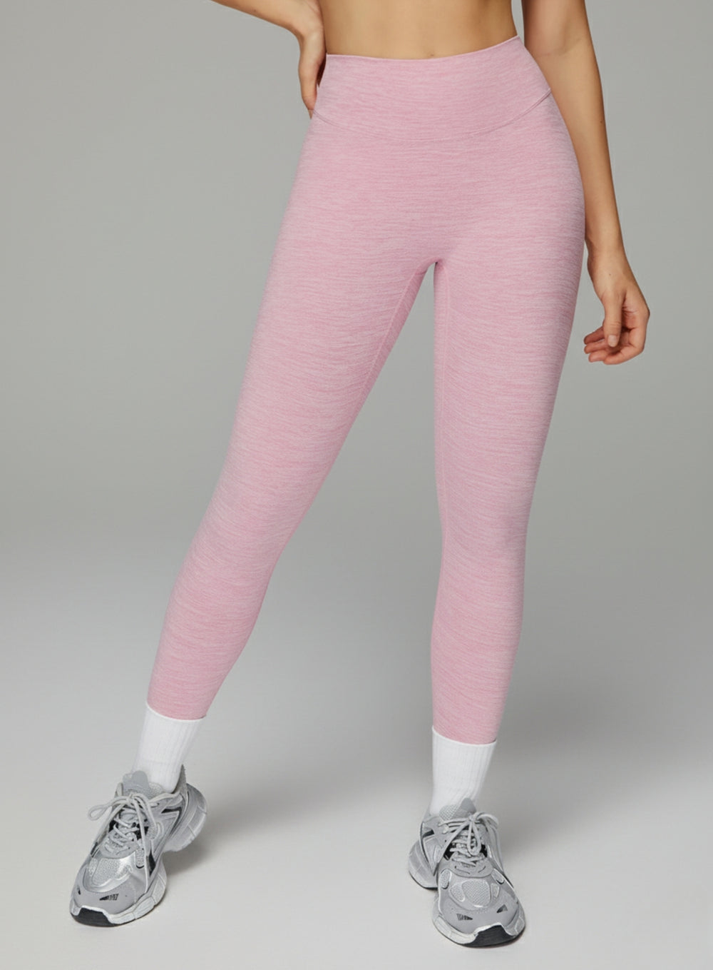 Athletic model in seamless brushed high-waist sculpt leggings, peach-lift and sweat-wicking | Vectorsportswear