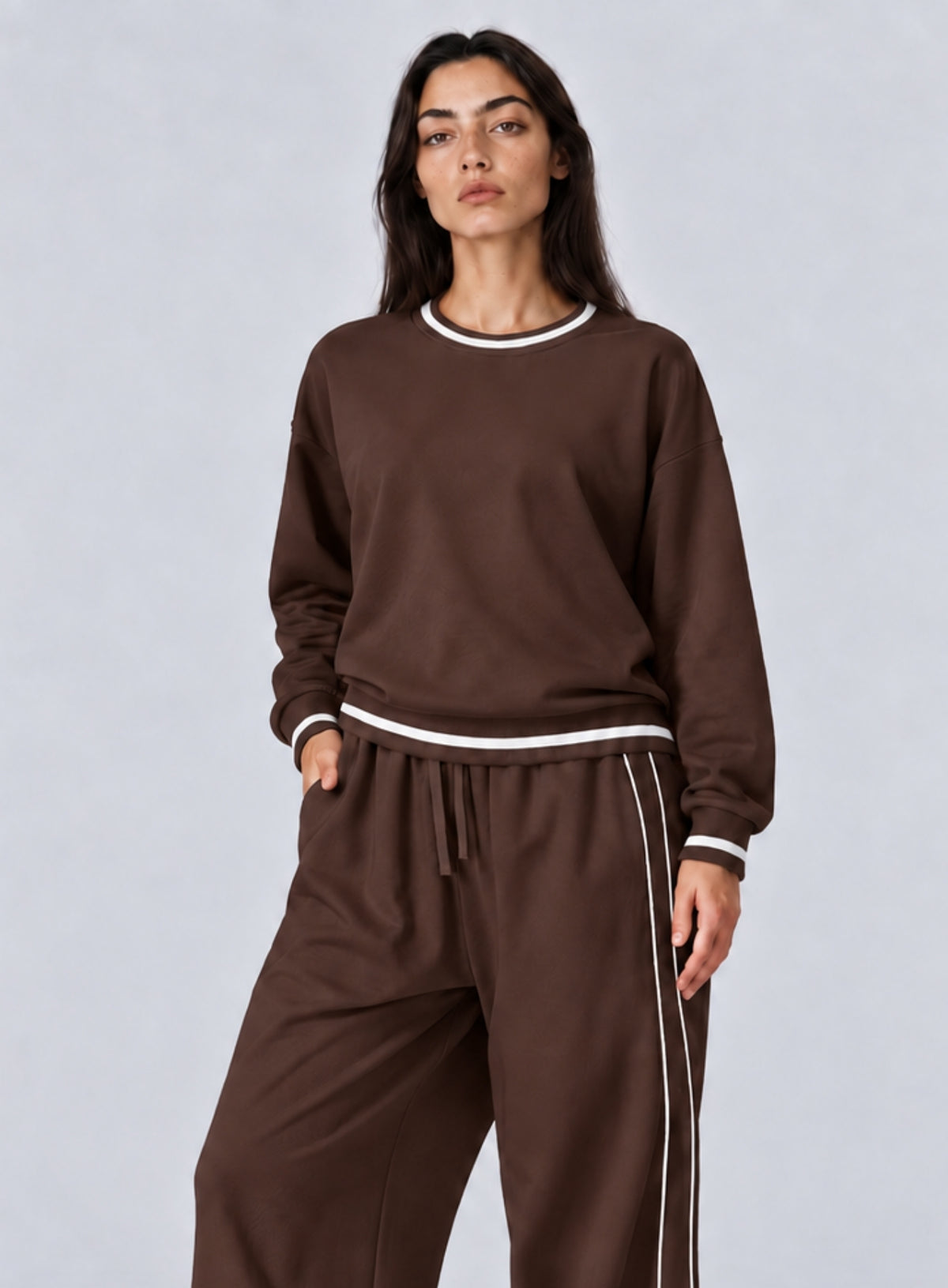 Casual Loose Fit Sweater - Dark Brown Main image