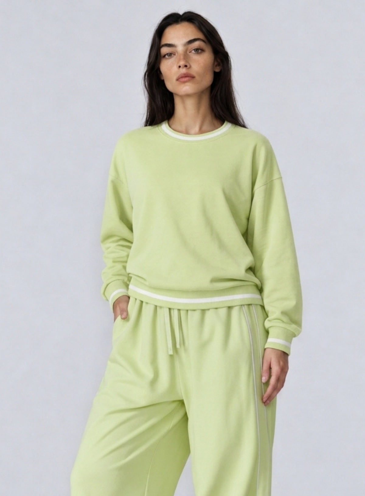 Casual Loose Fit Sweater - Lemon Green Main image