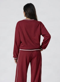 Casual Loose Fit Sweater - Maroon