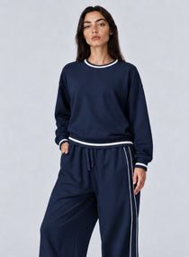Casual Loose Fit Sweater - Navy Blue