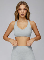 Model wearing CloudSense Brushed Seamless Bra with high support and sculpt fit for training | Vectorsportswear