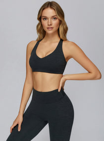 CloudSense Brushed Seamless high-support sports bra on model, designed for gym and yoga | Vectorsportswear