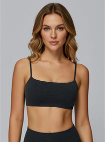 CloudSense Brushed Sports Bra in Ink Black  by Vectorsportswear – soft-touch fabric with medium support and racerback design.