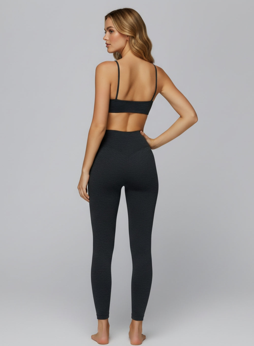 CloudSense Brushed Sports Bra in Ink Black  by Vectorsportswear – soft-touch fabric with medium support and racerback design.