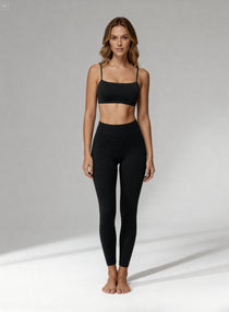 CloudSense Brushed Sports Bra in Ink Black  by Vectorsportswear – soft-touch fabric with medium support and racerback design.