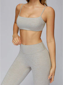 CloudSense Brushed Sports Bra in Light Brown  by Vectorsportswear – soft-touch fabric with medium support and racerback design.
