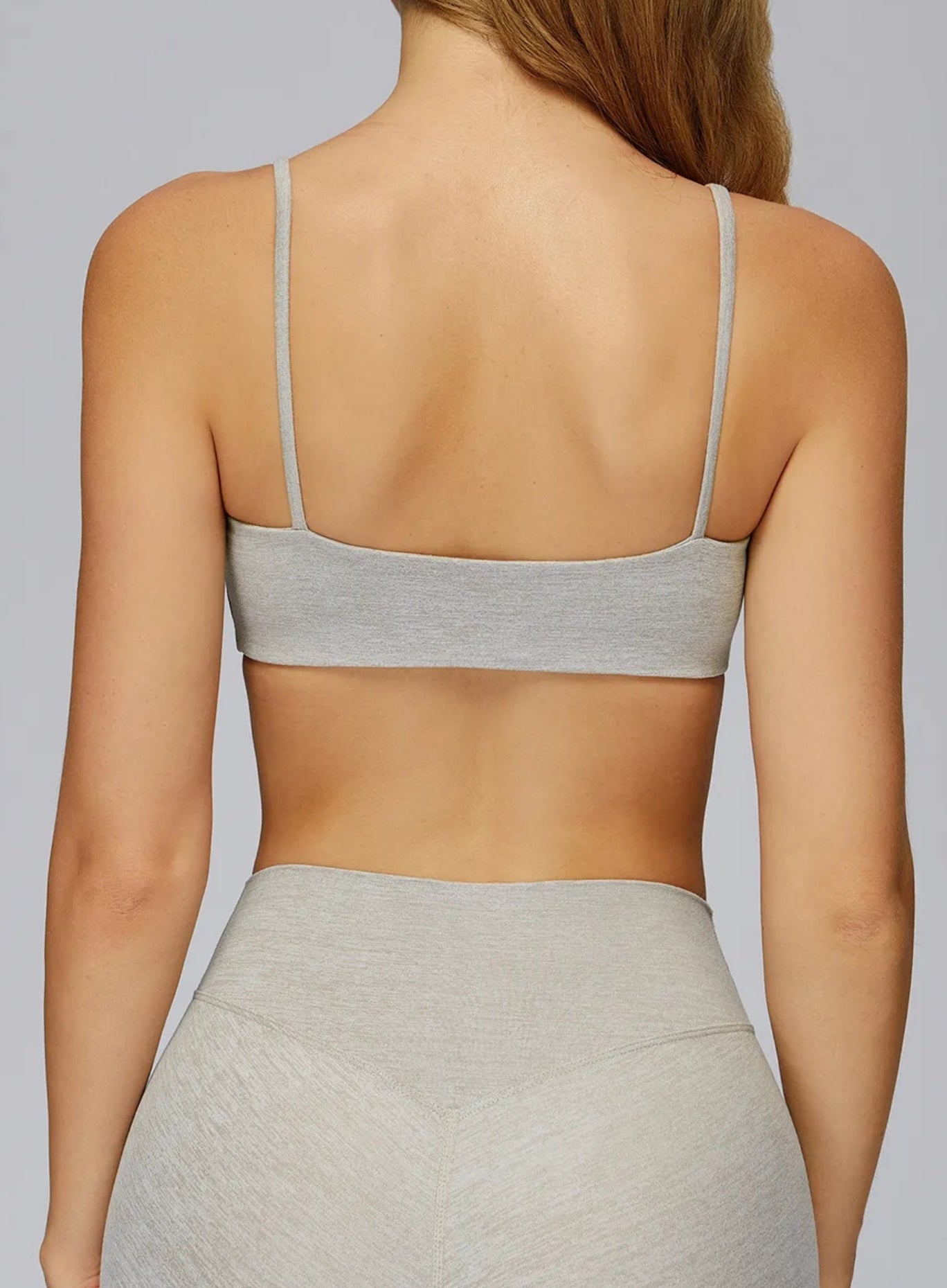 CloudSense Brushed Sports Bra in Light Brown  by Vectorsportswear – soft-touch fabric with medium support and racerback design.