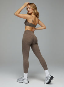 CloudSense Brushed Sports Bra in Rock Brown – soft-touch, racerback design offering medium support for training.