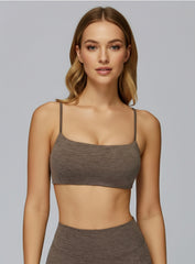 CloudSense Brushed Sports Bra in Rock Brown by Vectorsportswear – soft-touch fabric with medium support and racerback design.