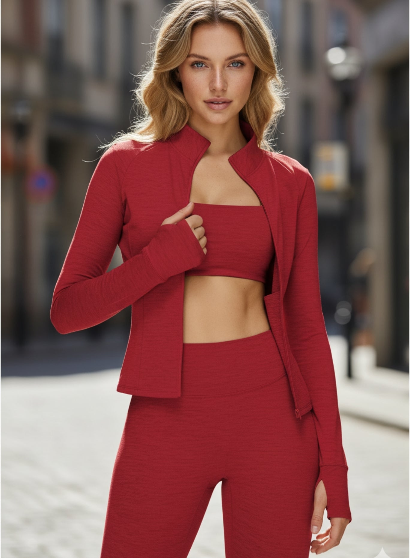 CloudSense Brushed Zip Top - Bright Red Secondary image