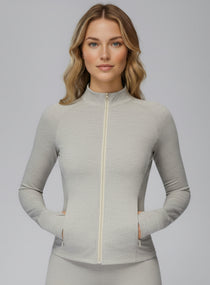 Women’s seamless brushed zip jacket with cloud-soft comfort, moisture-wicking fabric & contour fit. Perfect for gym & daily active lifestyle | Vectorsportswear