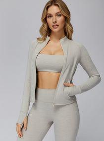 Ultra-soft seamless zip top for women — brushed finish, sculpted fit, quick-dry & 4-way stretch. Ideal for training, yoga, and athleisure.| Vector sportswear