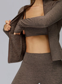 Women’s seamless brushed zip jacket with cloud-soft comfort, moisture-wicking fabric & contour fit. Perfect for gym & daily active lifestyle. | Vectorsportswear