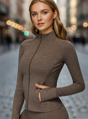 CloudSense Seamless Zip Top | Women’s Brushed Sculpt Fitness Jacket | Vectorsportswear