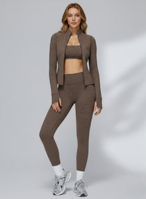 Ultra-soft seamless zip top for women — brushed finish, sculpted fit, quick-dry & 4-way stretch. Ideal for training, yoga, and athleisure.| Vector Sportswear