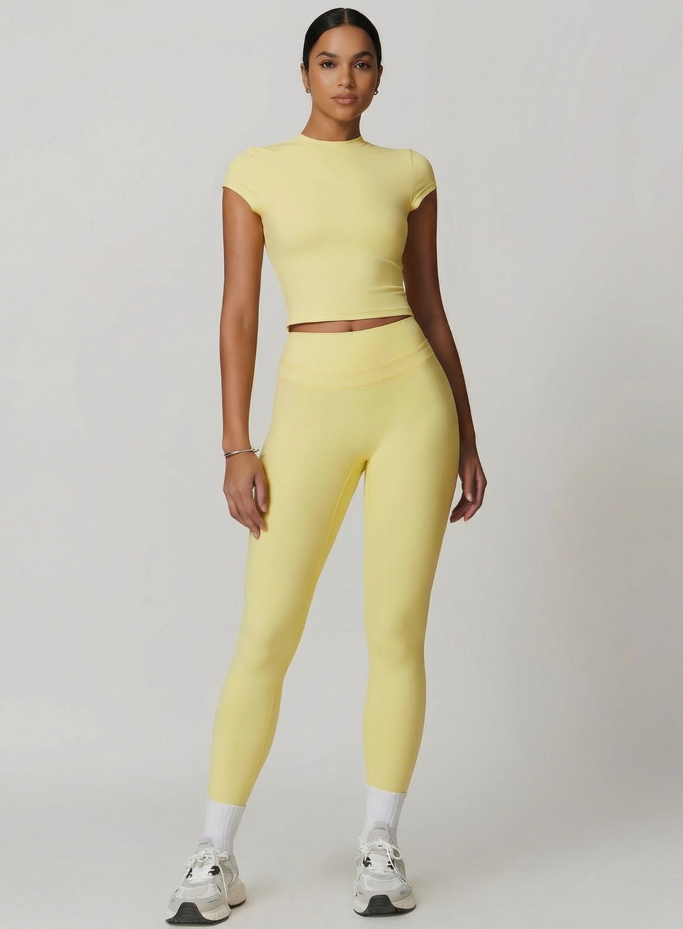 CoreFlow Short‑Sleeve Crop Top - Goose Yellow Secondary image
