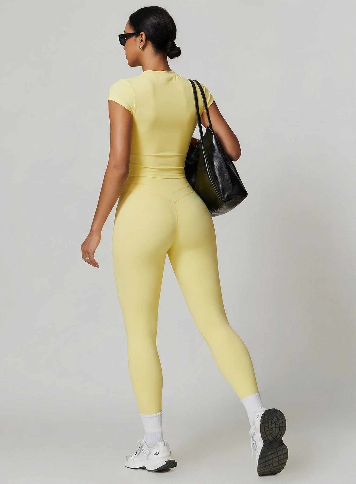 CoreFlow Short‑Sleeve Crop Top - Goose Yellow - VECTOR SPORTSWEAR
