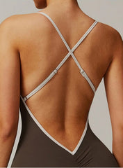 VANTA™ Crossback Flare Jumpsuit - Espresso Brown