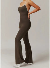 VANTA™ Crossback Flare Jumpsuit - Espresso Brown