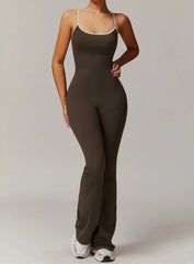 VANTA™ Crossback Flare Jumpsuit - Espresso Brown