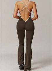 VANTA™ Crossback Flare Jumpsuit - Espresso Brown