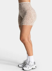 Leopard Scrunch Shorts - Cream