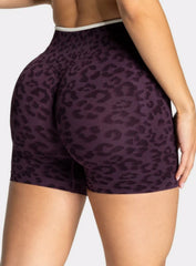 Leopard Scrunch Shorts - Dark Purple