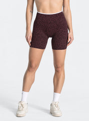 Leopard Scrunch Shorts - Merlot