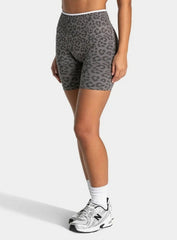 Leopard Scrunch Shorts - Gray