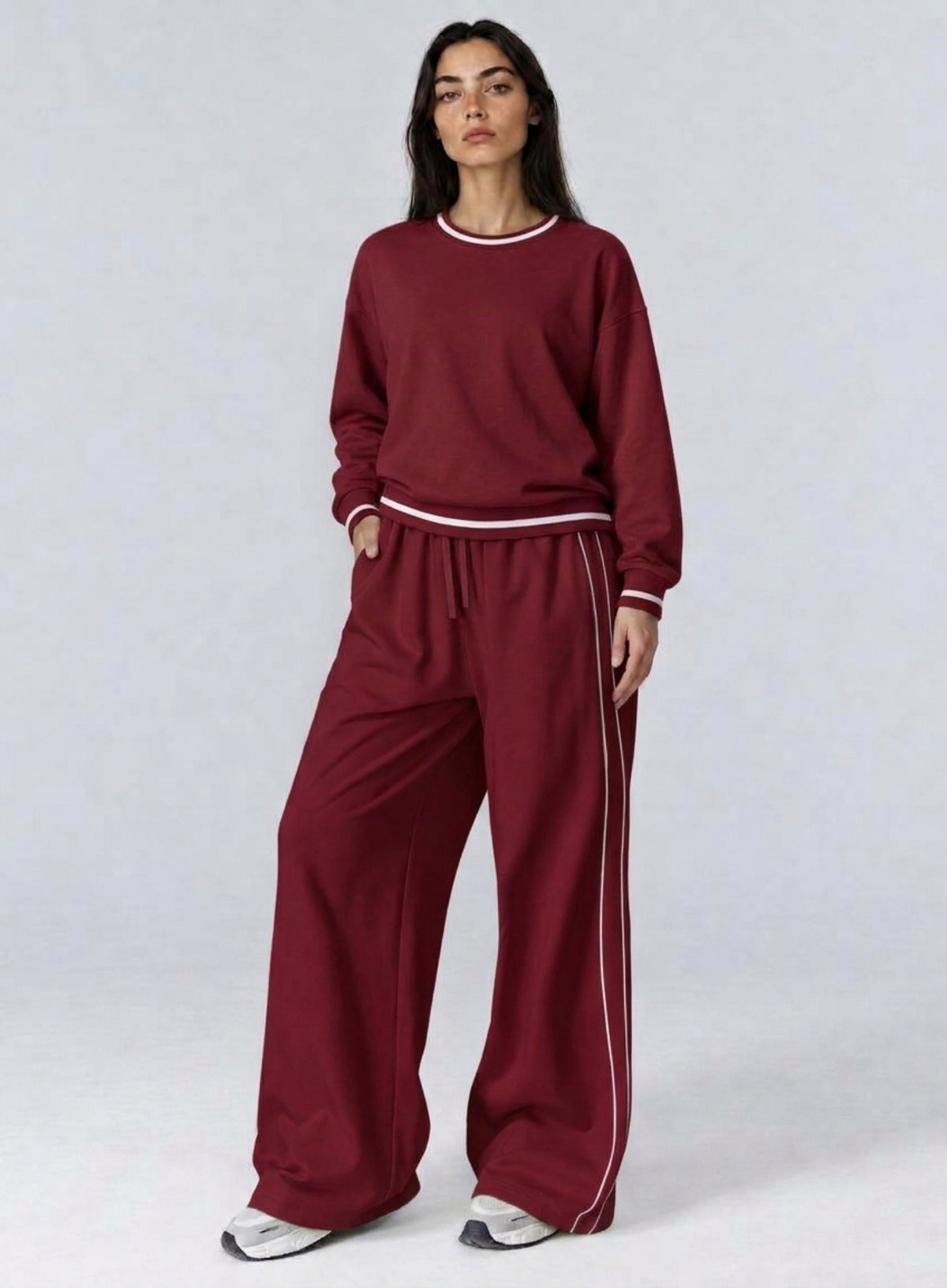 Casual Loose Fit Sweater - Maroon