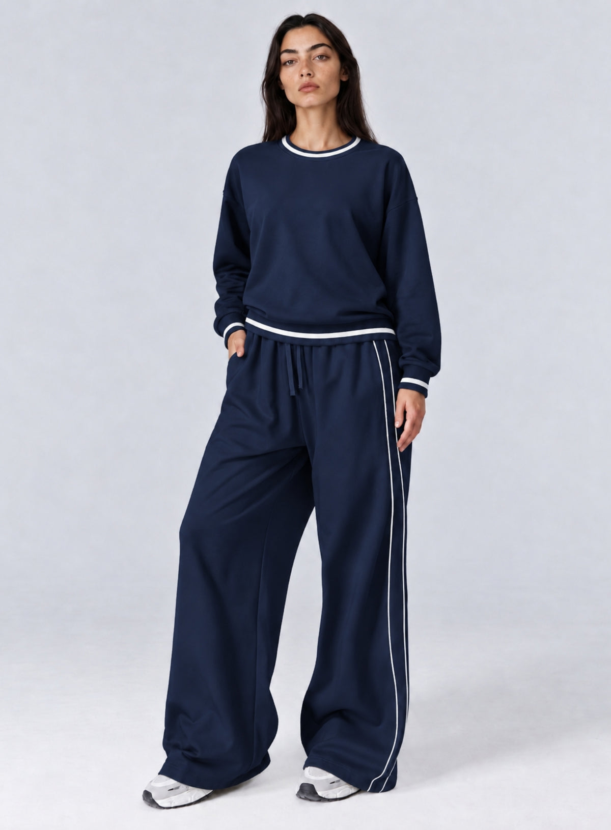 Casual Loose Fit Sweater - Navy Blue