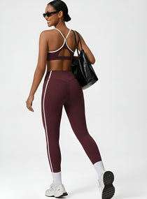 PowerFlex Sculpt Stripe Leggings - Damson - VECTOR SPORTSWEAR