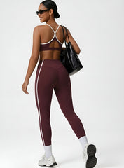 PowerFlex Sculpt Stripe Leggings - Damson - VECTOR SPORTSWEAR