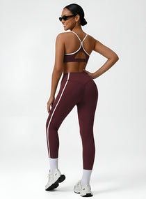 PowerFlex Sculpt Stripe Leggings - Damson - VECTOR SPORTSWEAR
