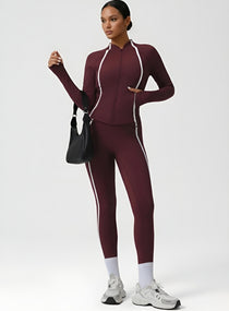 PowerFlex Sculpt Stripe Leggings - Damson - VECTOR SPORTSWEAR