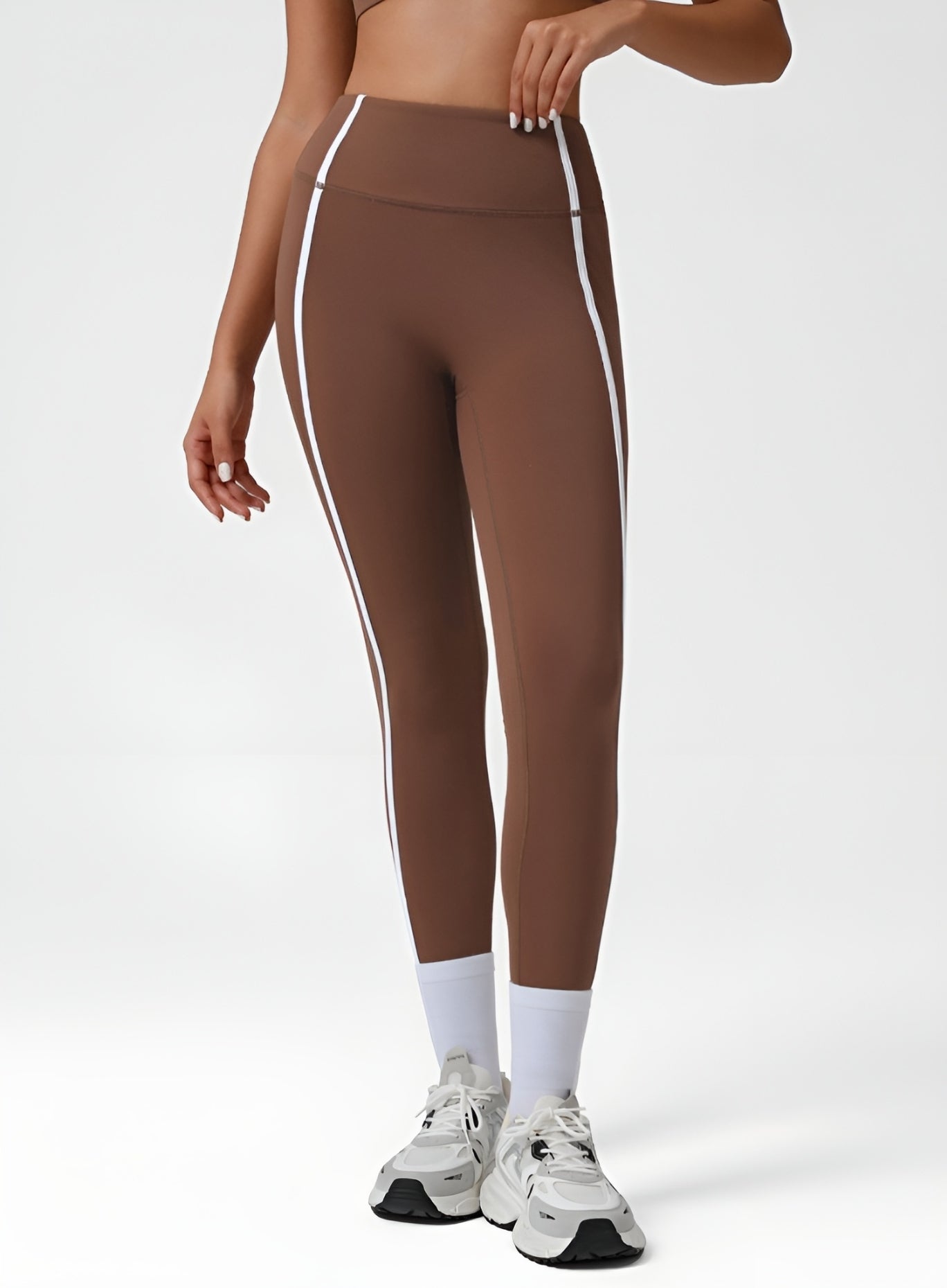 PowerFlex Sculpt Stripe Leggings - Mocha Brown - VECTOR SPORTSWEAR
