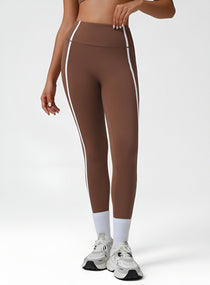 PowerFlex Sculpt Stripe Leggings - Mocha Brown - VECTOR SPORTSWEAR