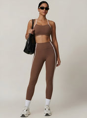 PowerFlex Sculpt Stripe Leggings - Mocha Brown - VECTOR SPORTSWEAR