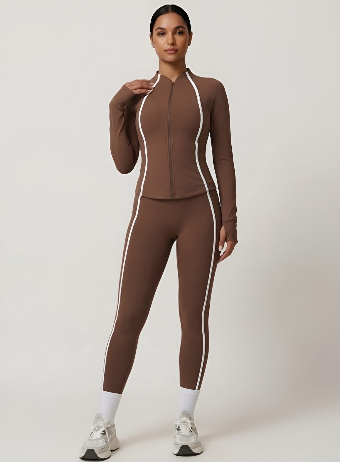 PowerFlex Sculpt Zip Jacket - Mocha Brown - VECTOR SPORTSWEAR